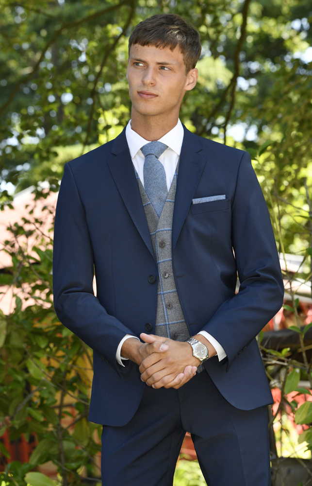 Duo Navy Suit with Tweed Charcoal & Blue